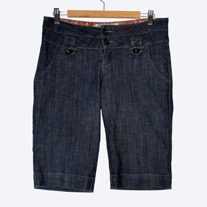 Boom Boom Jeans Women's 9 Dark Wash‎ Denim Shorts Y2K Low Rise Bermuda Capri